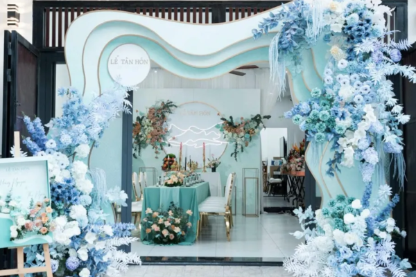Hoa trang trí đám cưới cao cấp tone pastel sang trọng tinh tế từng chi tiết