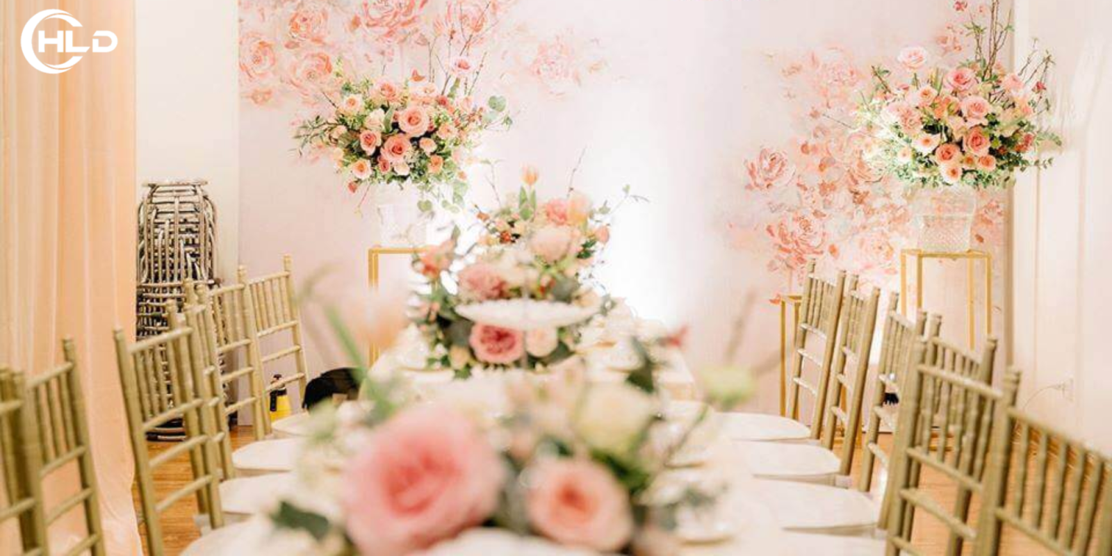 Hoa trang trí đám cưới cao cấp tone pastel sang trọng tinh tế từng chi tiết
