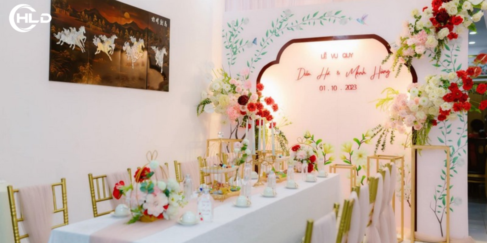 Trang trí lễ ăn hỏi tại nhà gái chỉn chu sang trọng ghi điểm trong mắt hai họ