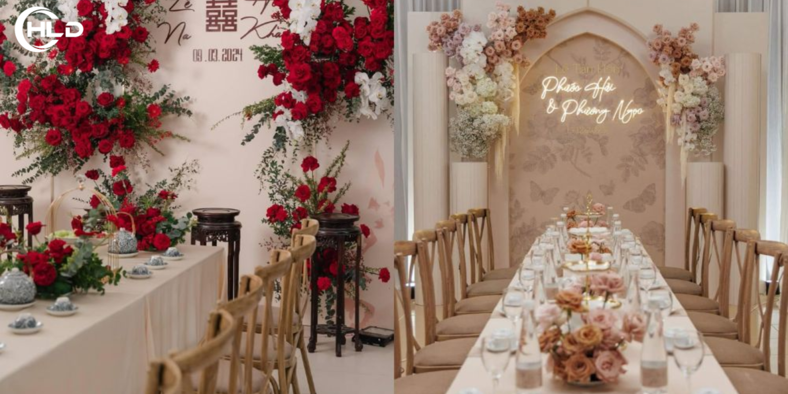 Trang trí đám cưới nhà gái tinh tế sang trọng chuẩn lễ cưới truyền thống